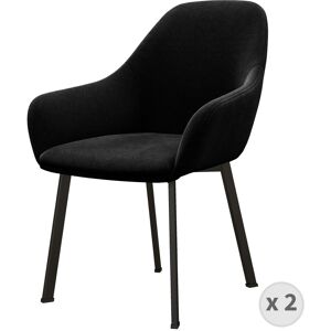 Moloo Fauteuil de table en Velours Noir et metal noir (x2)