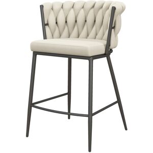 Moloo Fauteuil de bar en tissu Vanille et metal noir mat