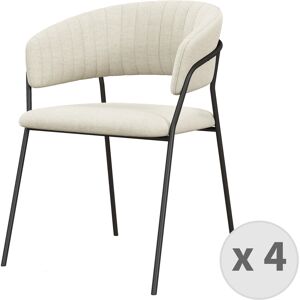 Moloo Fauteuil de table en tissu Vanille et metal noir (x4)