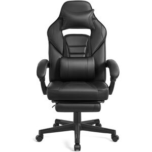 SONGMICS Fauteuil de bureau repose-pieds telescopique noir d'encre