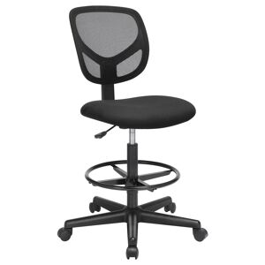 SONGMICS Tabouret de bureau pivotant acier noir