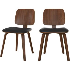 Rendez-Vous Deco Chaise en bois de noyer et tissu noir (lot de 2)