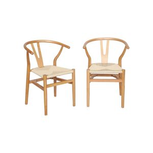 sweeek Chaise en bois naturel assise en cordes (lot de 2)