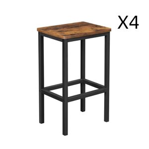 VASAGLE Tabourets de bar lot de 4 style industriel effet bois marron rustique