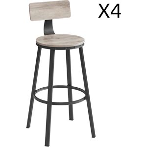 VASAGLE Tabourets de bar lot de 4 avec dossier effet bois grege