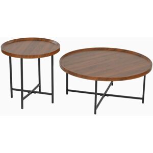 Urban Meuble Ensemble tables basses gigognes rondes plateaux bois