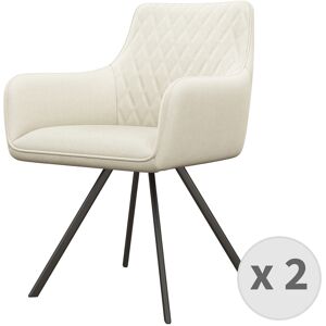 Moloo Fauteuil de table en tissu Vanille et metal noir mat (x2)