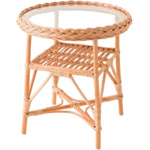 Kok Maison Table ronde en osier brun D50 avec bord tresse