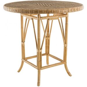 Kok Maison Table gueridon patinee en rotin tresse marron