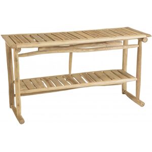 MACABANE Console double plateau en branches de teck naturel