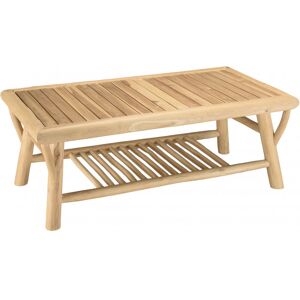 MACABANE Table basse rect. en branches de teck double plateau