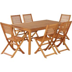 Beau Rivage Ensemble repas 6 places en bois FSC 160 cm avec housse