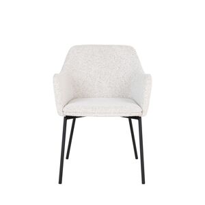 House Nordic Lot de 2 fauteuils de table en tissu bouclette et metal ecru
