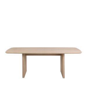 Drawer Table a manger aux bords arrondis en bois 220x105cm bois blanchi