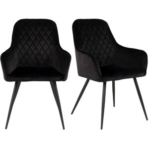 House Nordic Lot de 2 fauteuils repas 65x57x87 cm en velours noir - NYLA