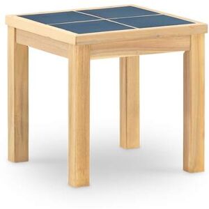 Defora Home Table basse de jardin en bois et ceramique bleue 45x45