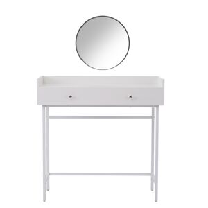 Urban Meuble Coiffeuse blanc avec miroir et 1 tiroir structure en metal blanc
