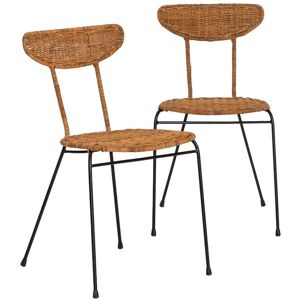 Made in Meubles Lot de 2 chaises en rotin bois fonce 50x42 cm