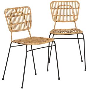 Made in Meubles Lot de 2 chaises en rotin bois clair 54x52 cm