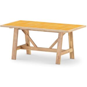 Defora Home Table de jardin 168x87 en bois et ceramique moutarde