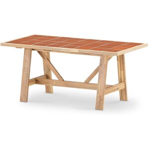 Defora Home Table de jardin en bois et ceramique terre cuite 168x87cm