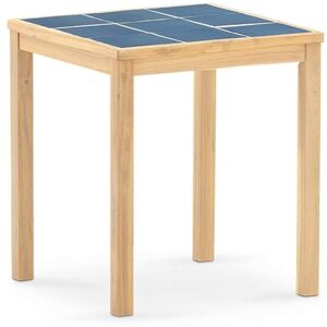 Defora Home Table de jardin en bois et ceramique bleue 65x65