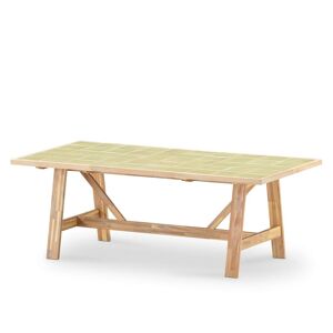 Defora Home Table de jardin 205x105 en bois et ceramique vert clair