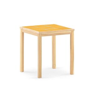 Defora Home Table de jardin en bois et ceramique moutarde 65x65