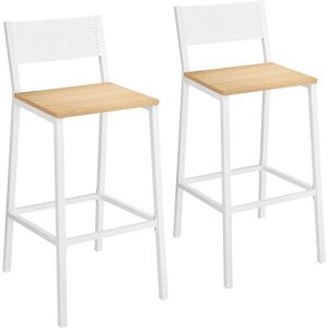 SONGMICS Tabourets de bar lot de 2 effet bois acier beige chene blanc