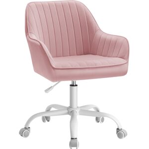 SONGMICS Chaise de bureau avec surface en tissu velours hauteur reglable rose