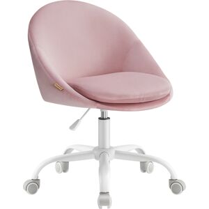 SONGMICS Fauteuil pivotant en velours reglable en hauteur rose bonbon