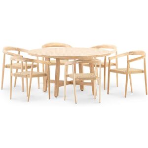 Defora Home Ensemble table ronde et chaises 6 places en bois D150