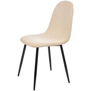 Wadiga Chaise blanche a bouclettes et metal noir