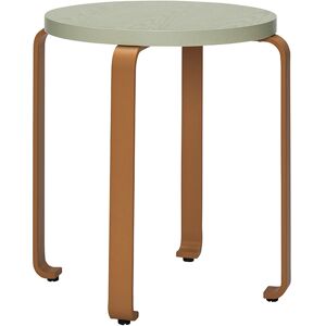 Hübsch Tabouret en bois et panneau de fibres de et orange avec pieds en metal