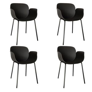 Now s Home Lot de 4 fauteuils de table en polypropylene noir