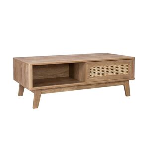 sweeek Table basse 2 niches 1 porte coulissante cannage