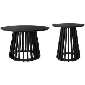 sweeek Set de 2 tables basses rondes noires D40cm et D60cm