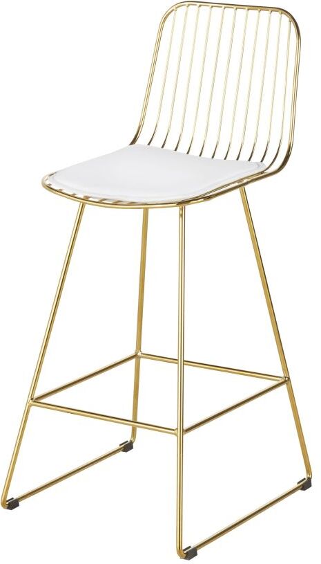 Maisons du Monde Chaise pour îlot central en métal doré et blanche H65