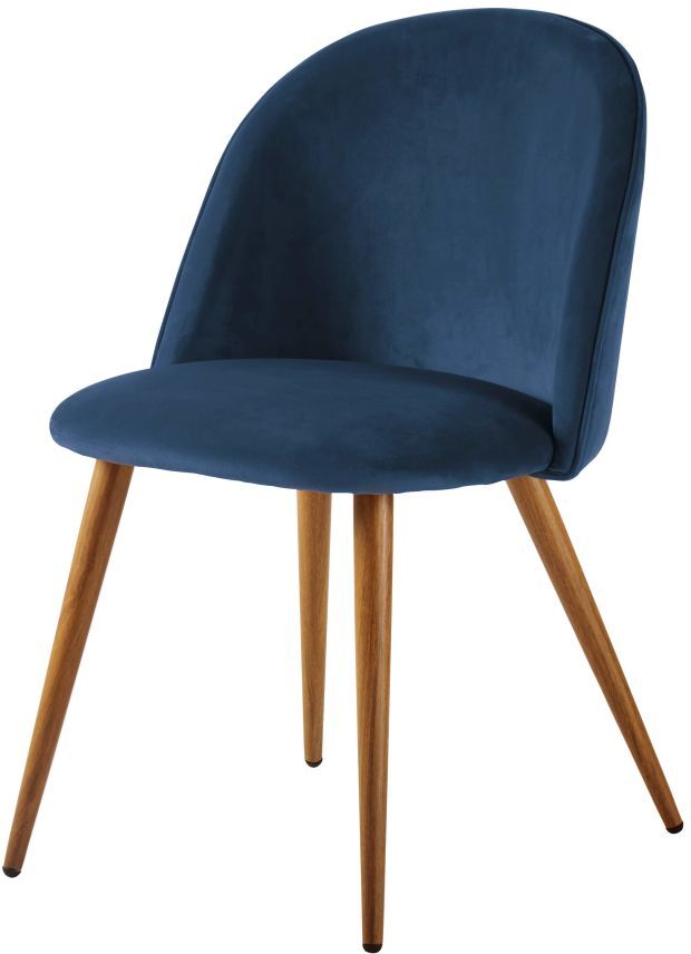 Maisons du Monde Chaise vintage bleu nuit et métal imitation chêne