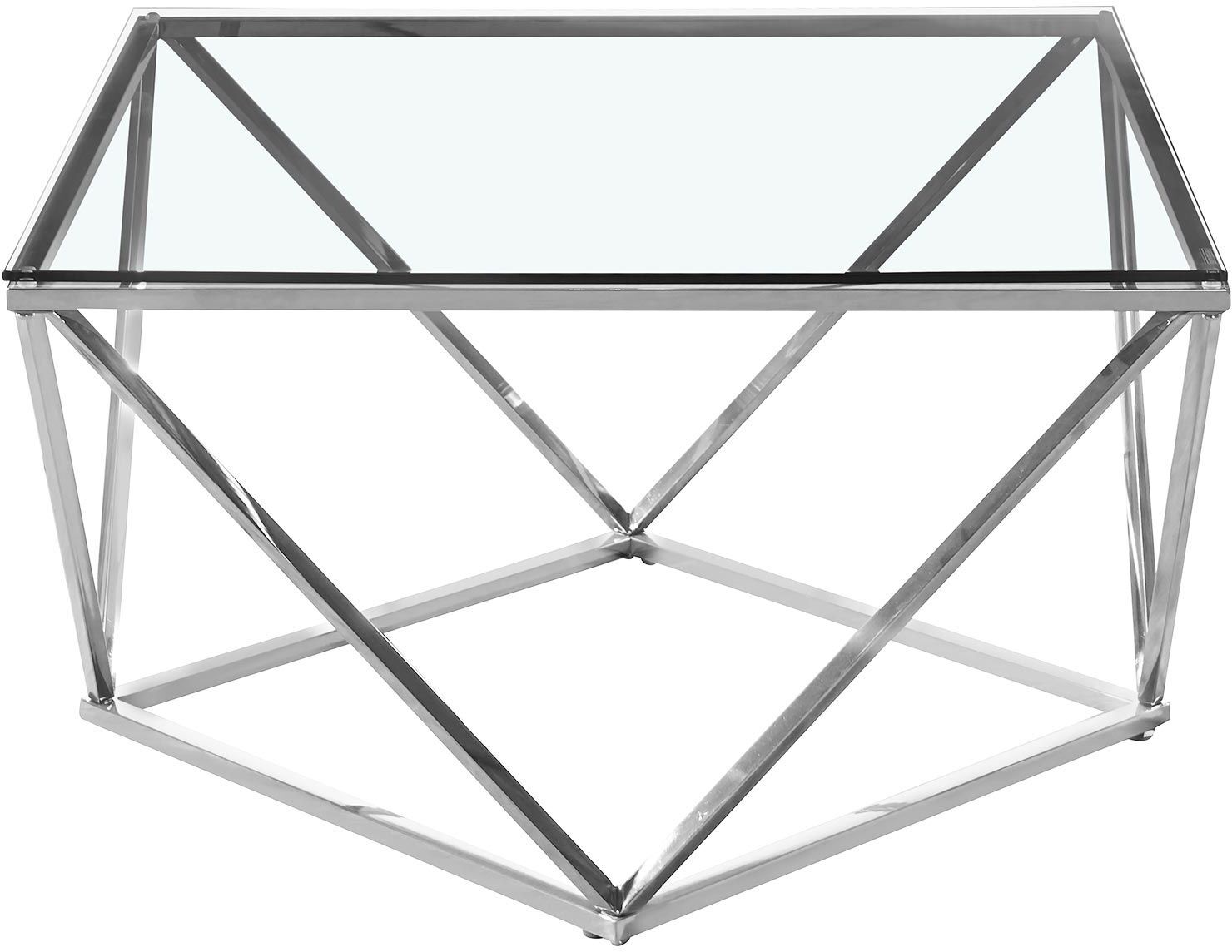 Menzzo Table basse en verre transparent et pieds argent