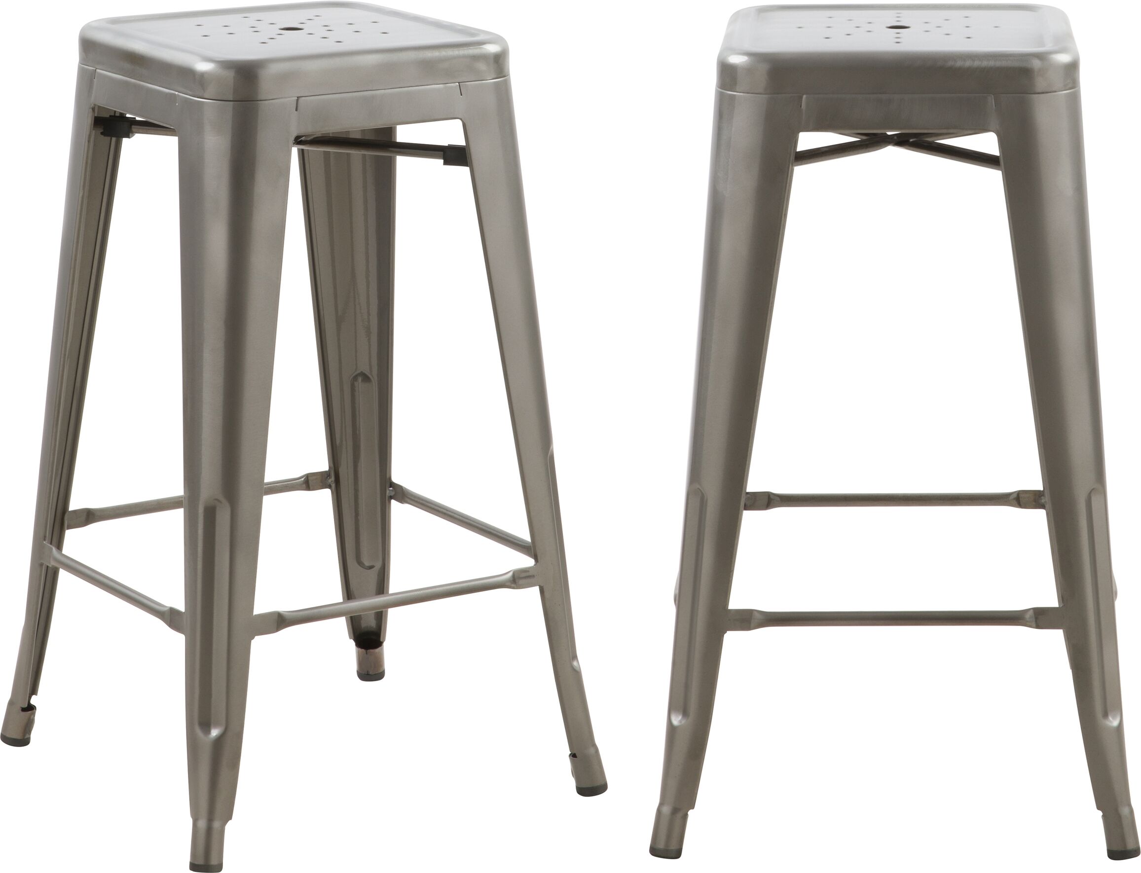 Rendez-Vous Déco Tabouret pour îlot central 66 cm métal chrome brillant (lot de 2)