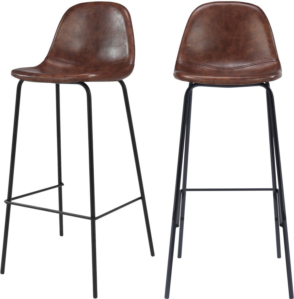 Rendez-Vous Déco Chaise de bar 75 cm en cuir synthétique marron (lot de 2)