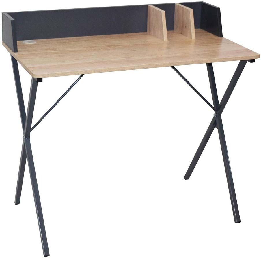 The Home Deco Factory Bureau en bois et métal brice gris