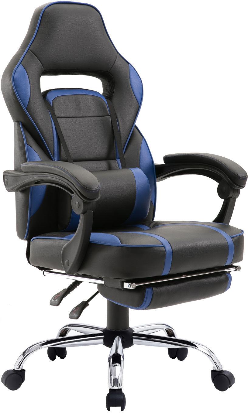 Happy Garden Fauteuil de bureau gamer en simili cuir noir et bleu