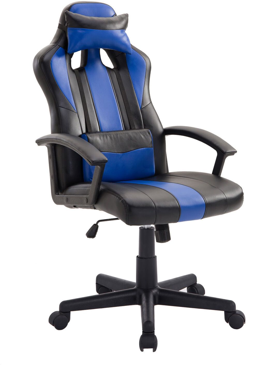 Happy Garden Fauteuil de bureau gamer en simili cuir noir et bleu