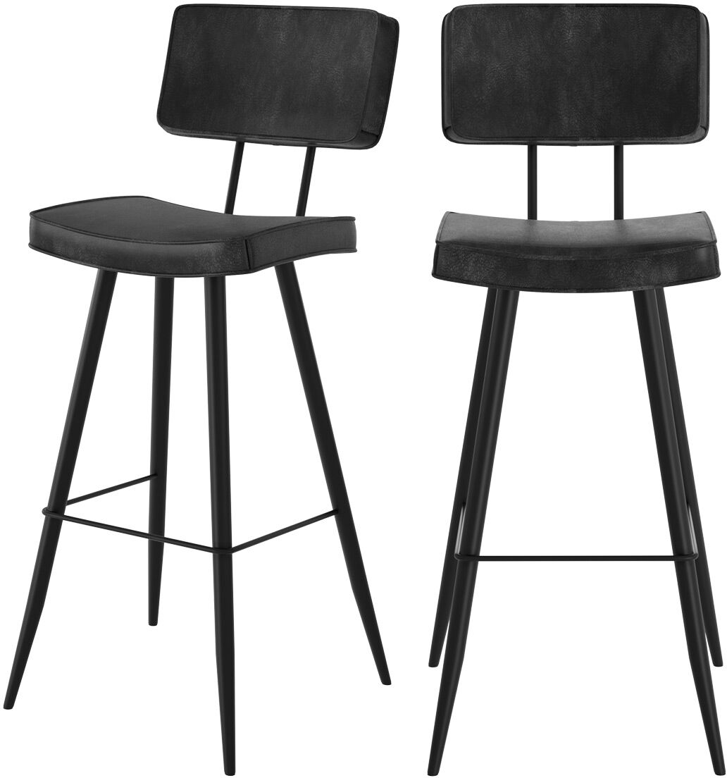 Rendez-Vous Déco Chaise de bar grise/noire en cuir synthétique 75.5 cm (lot de 2)