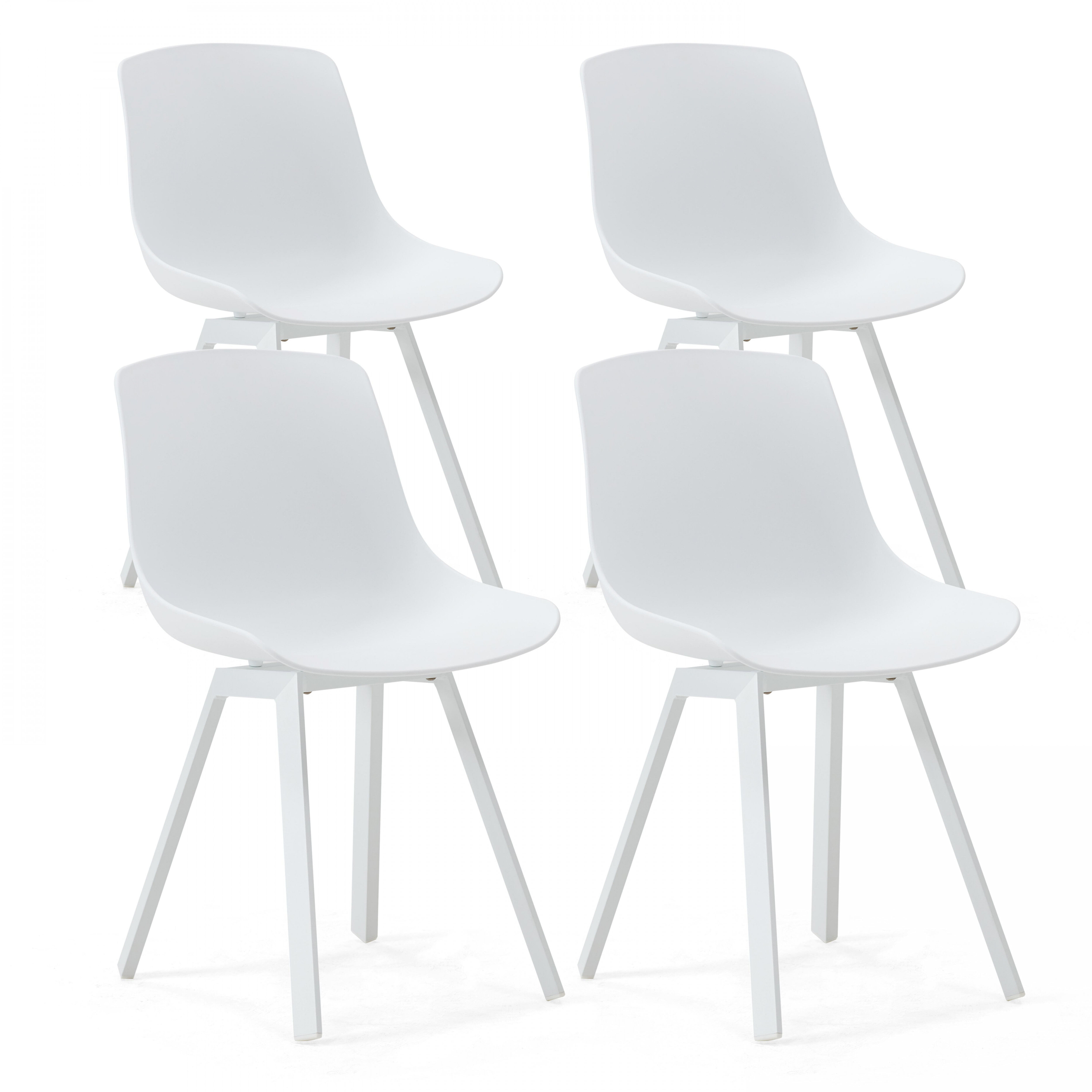 Oviala Lot de 4 chaises scandinave aluminium blanches