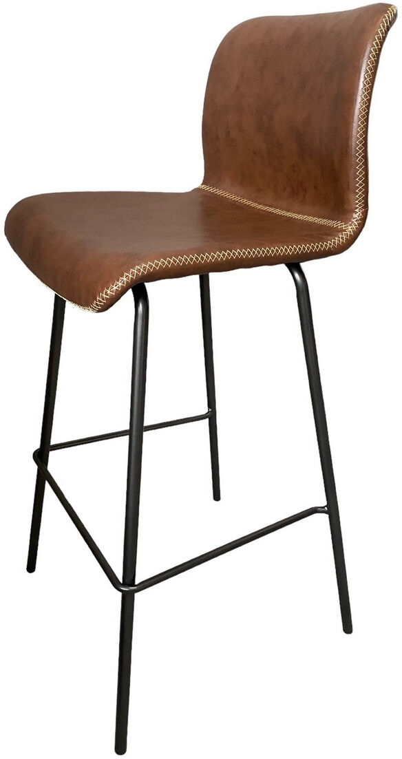 Mathi Design Tabouret de bar aspect cuir marron