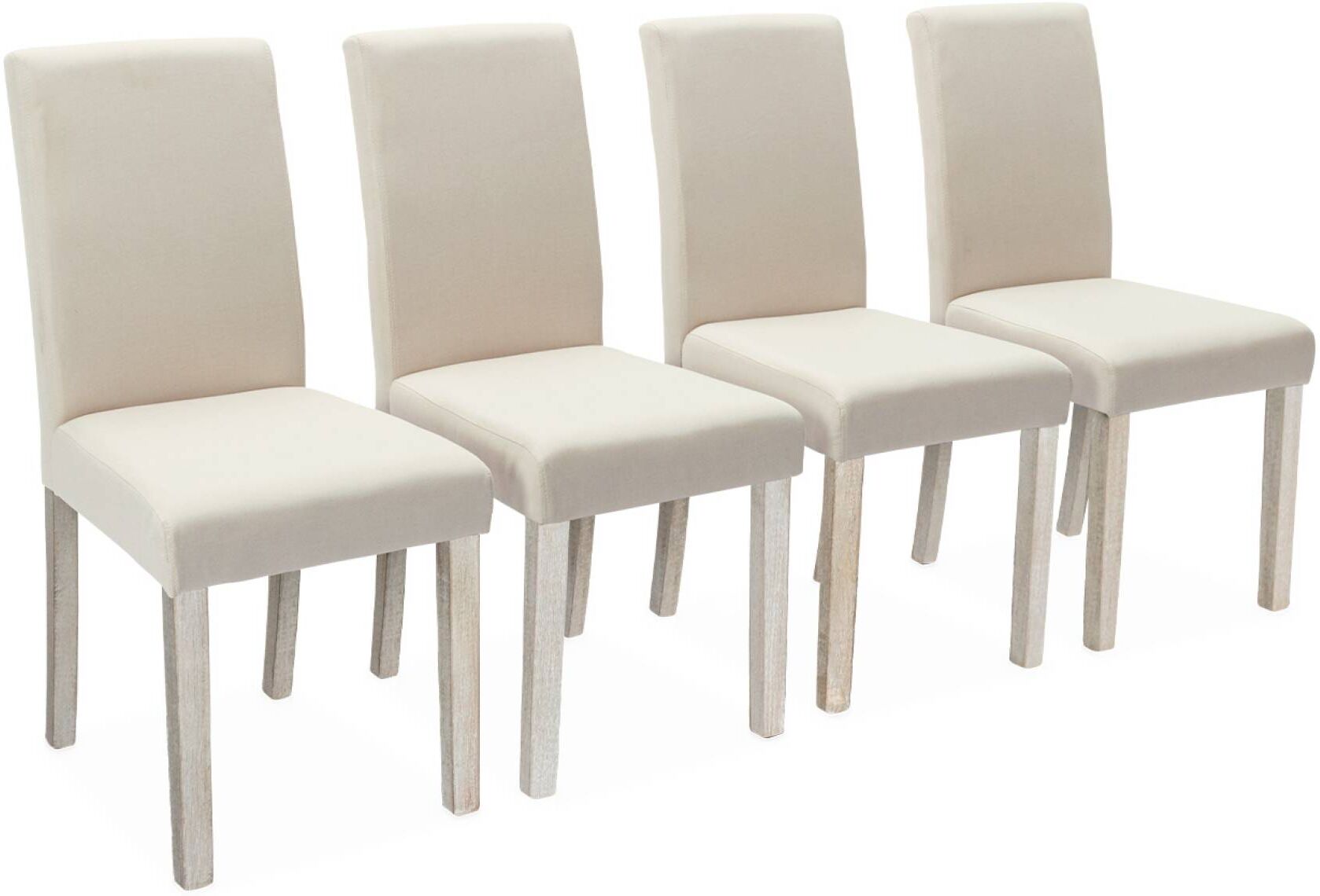 sweeek Lot de 4 chaises - chaises en tissu beige, pieds en bois