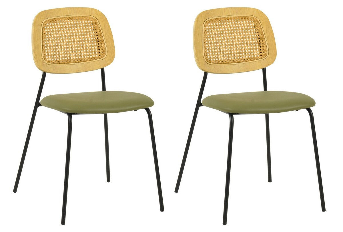 Mathi Design Lot de 2 chaises de repas simili cuir vert